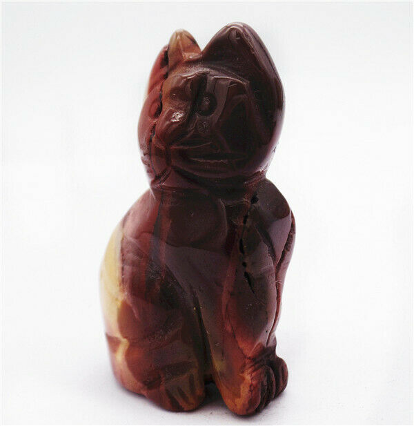 49x30x17mm Cat Decoration Natural Mookaite Gem Carved Statue Home Decor HH7965