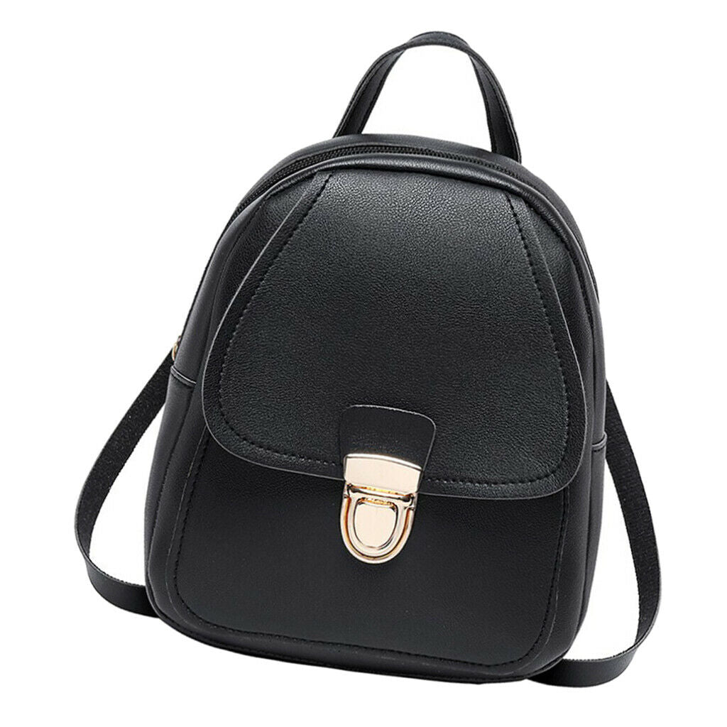 Girls Lovely PU Leather Backpack Mini School Bag Purse Tote Handbag Black