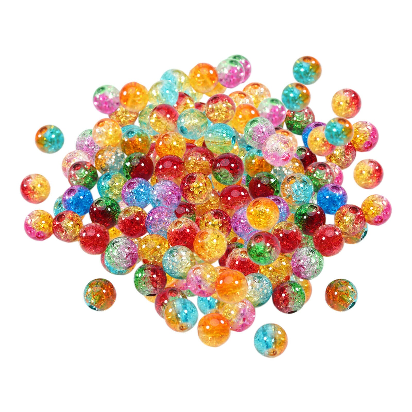 200x Round Crackle Beads 8mm Crackle Lampwork Bead for DIY Jewelry Supplies