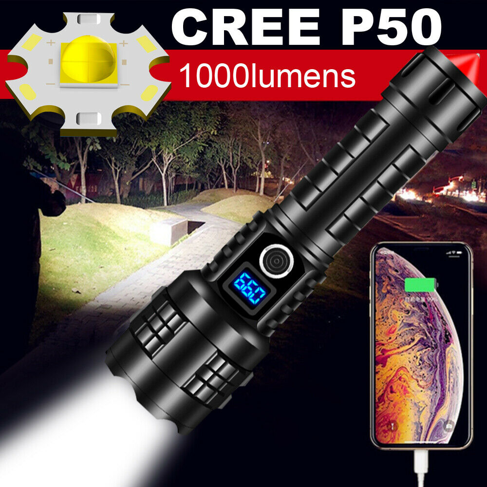 USB Rechargeable Multi-function Light LED Flashlight + Power Bank Outdoor Hiking
