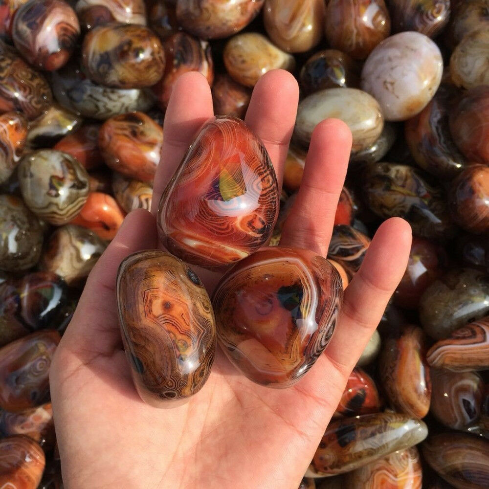 Natural Madagascar Banded Agate Stone Specimen Tumbled Pattern Craft 2-3CM USA