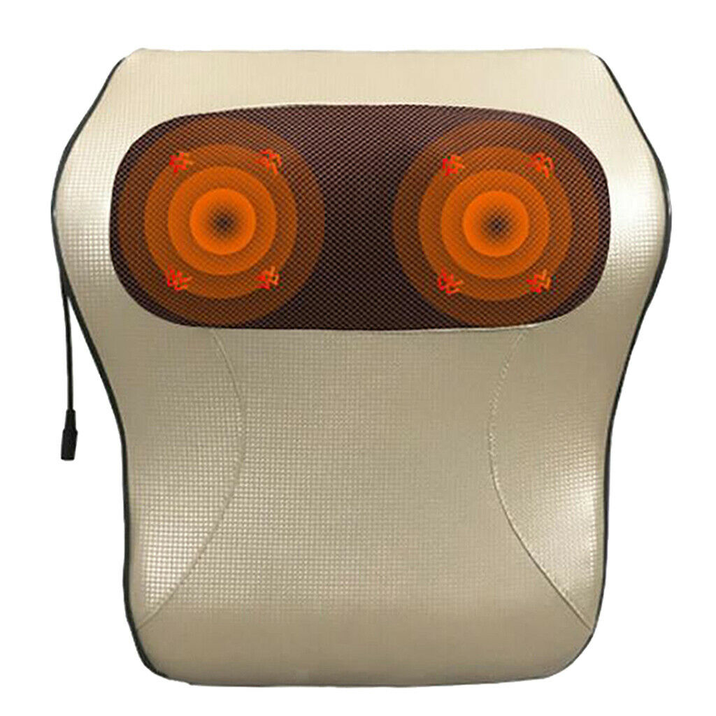 Neck Back Massager Pillow with Heat Deep Kneading Cushion UK Plug Golden