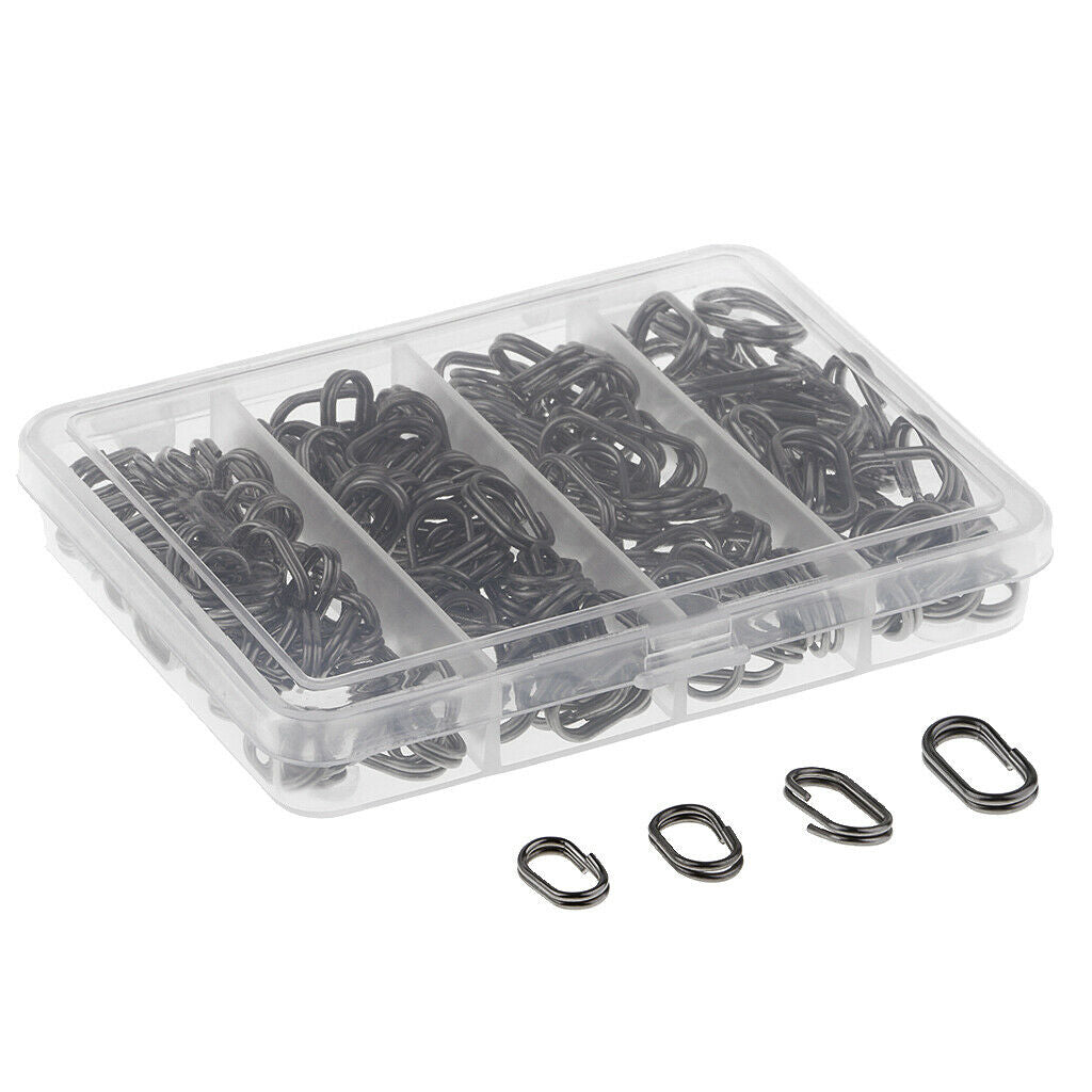 170pcs Oval Split Rings Stainless Steel Double Loop Snap Tackle Connector
