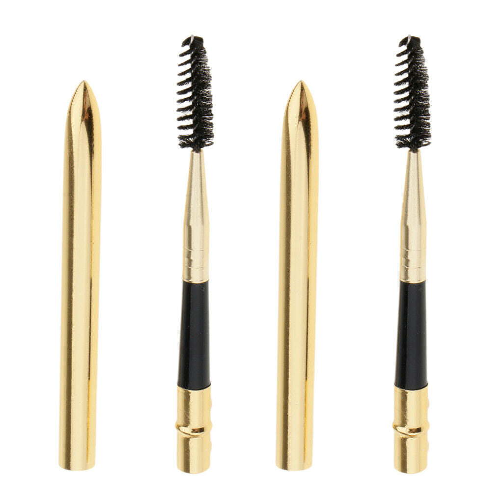 2Pcs Mascara Spiral Wand Detachable Eyebrow Grooming Brush for Women Golden
