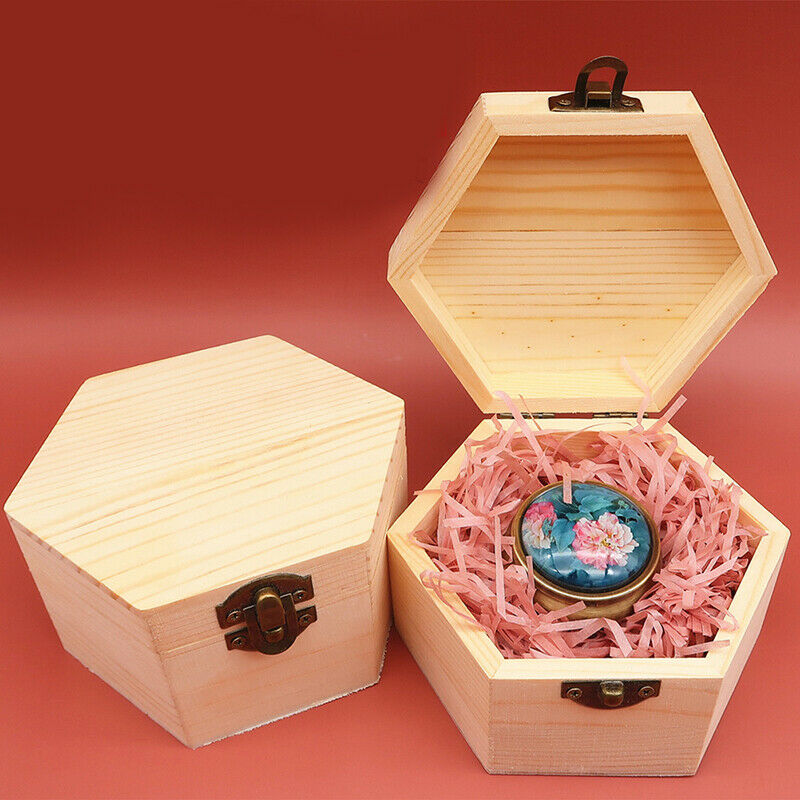 Hexagonal Shaped Wooden Storage Box Jewelry Wedding Gift Box Jewelry Display
