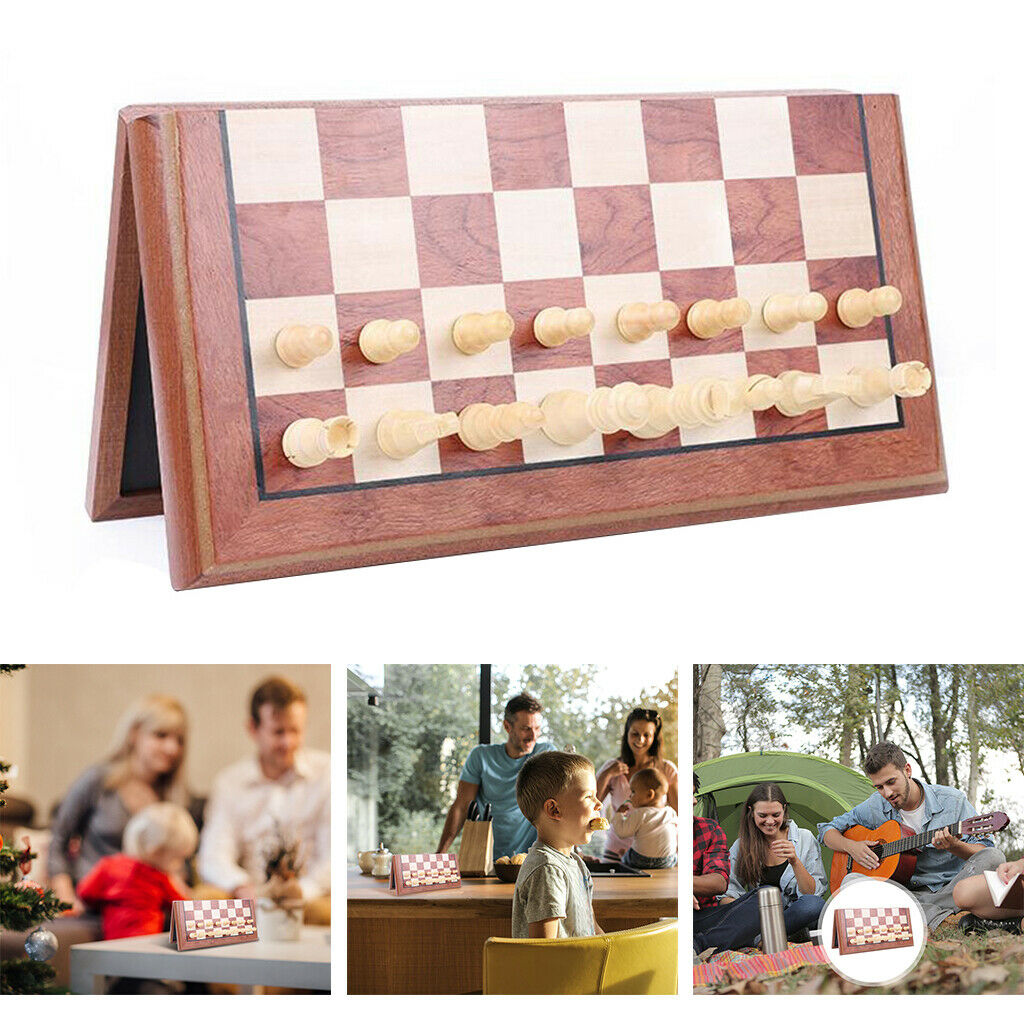 Portable Professional Large Handcrafted Wooden Carved Chess Set Board Game