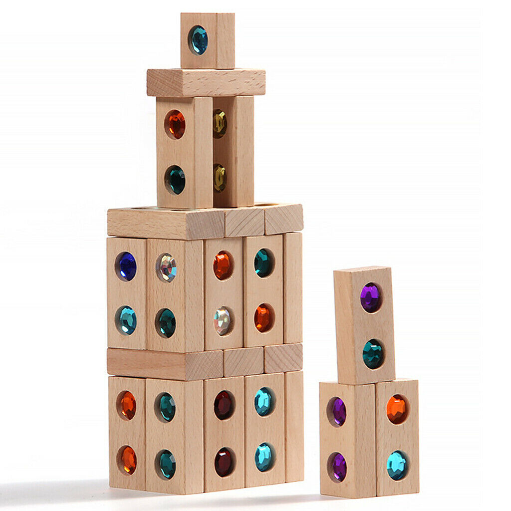 Wooden Colorful Gems Blocks Toys Stacking Educational Learning for Toddlers