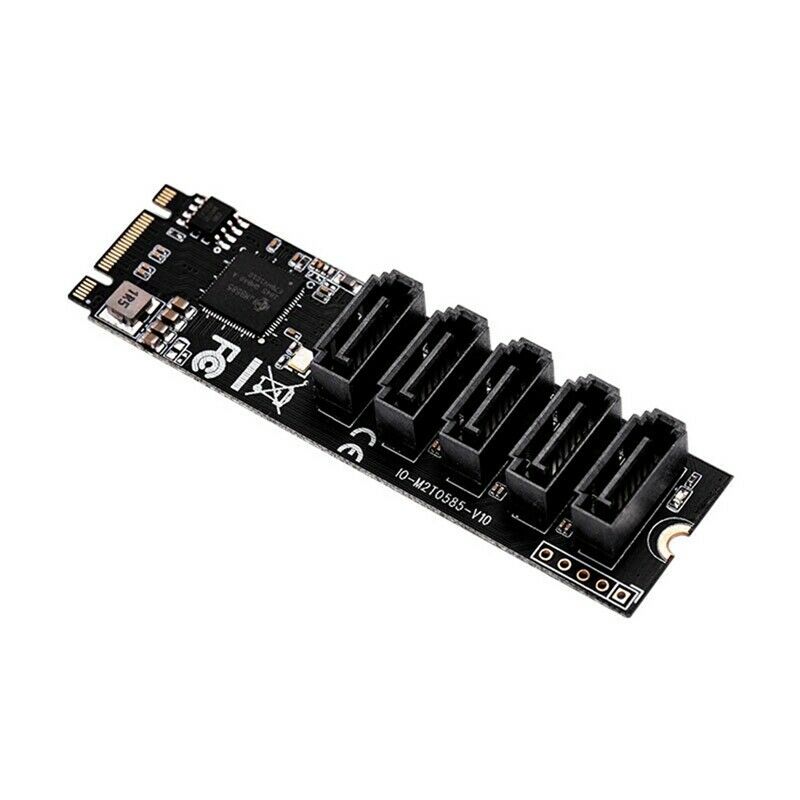 M2 to SATA3 Expansion Card,M.2 NVME to SATA3.0,SSD Adapter 5 Port,M.2(PCIe) toZ5