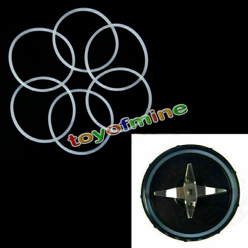 6PCS Replacement Gaskets Rubber Seal Ring For Magic Bullet Flat/Cross Blade HM