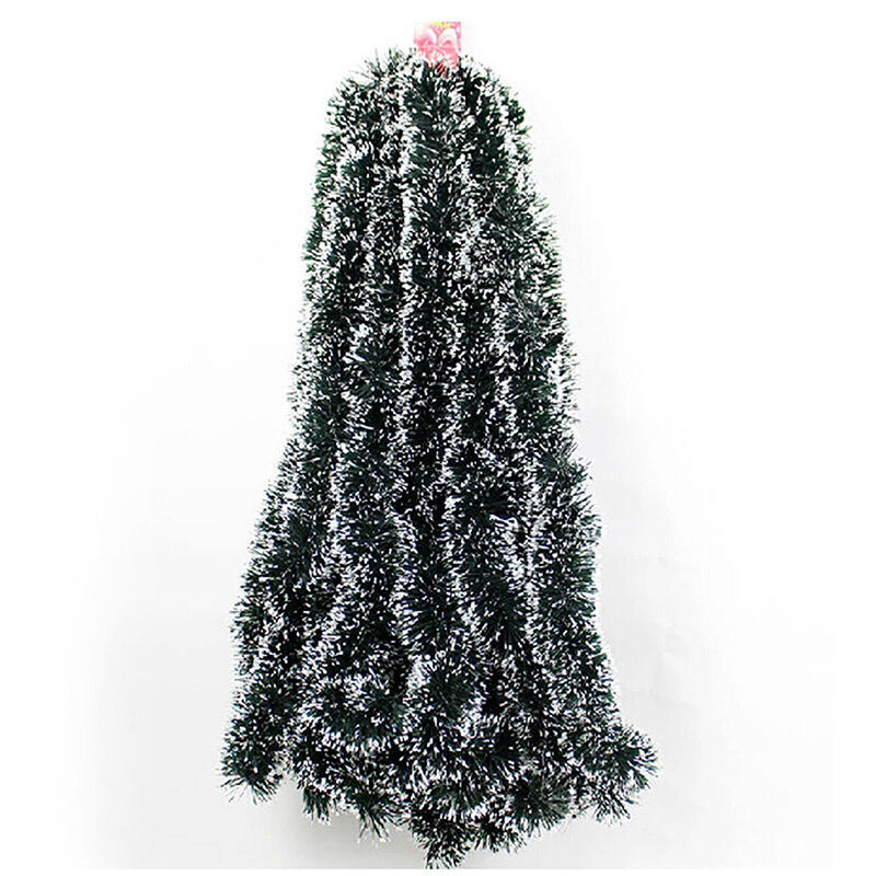 2M Long Dark Green & White Tinsel Christmas Decorations Tree Fashion Decor.l8