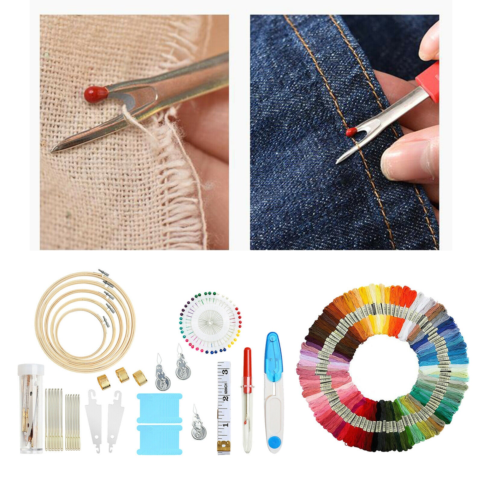 Full Range Embroidery Starter Kit,DIY Cross Stitch Stamped Embroidery Sewing