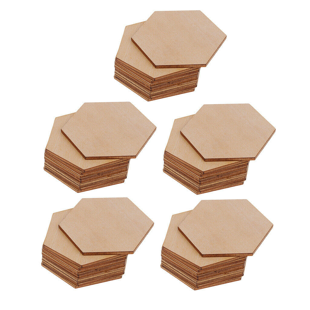 50 pieces of 60 mm hexagon wooden discs for decoration ornaments