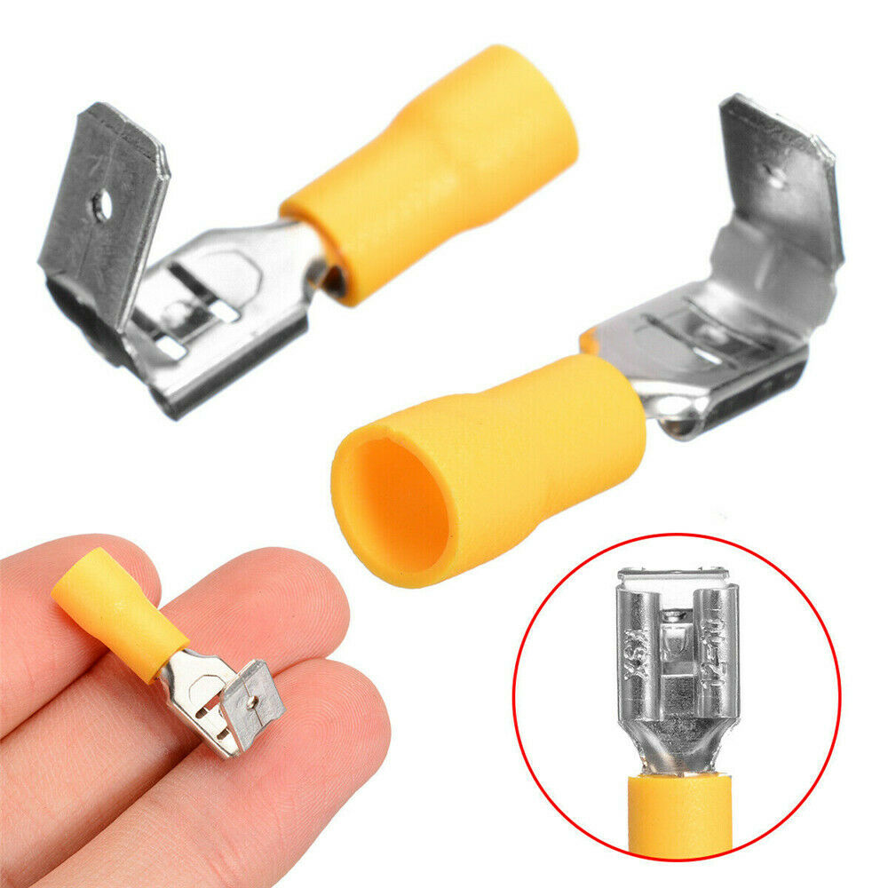 100PCS Red&Blue&Yellow Piggyback Insulated Spade Crimp Terminal Connectors
