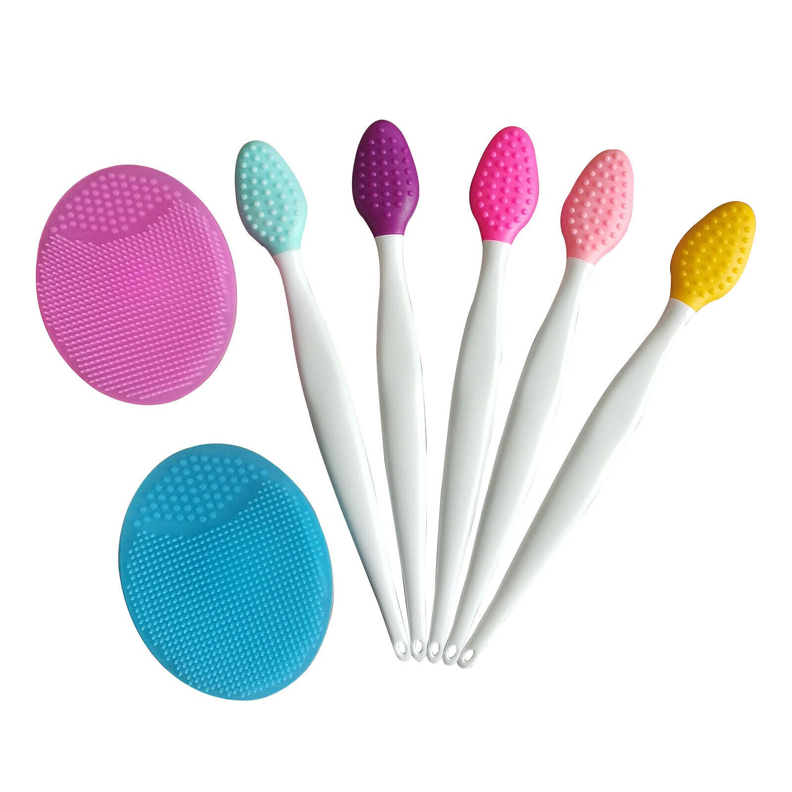5Pcs Silicone Lip Brush with 2Pcs Facial Brushes for Fuller Lip Appearance
