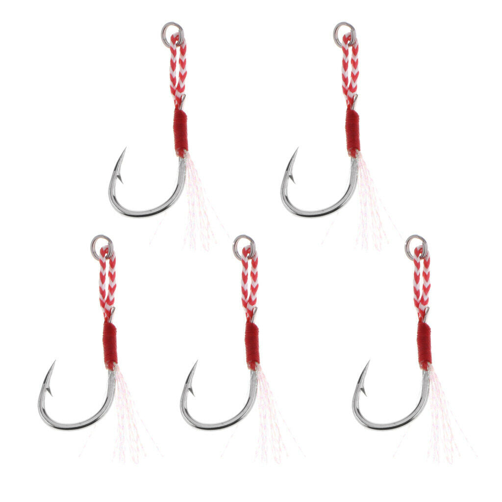 2X 5pcs Carbon Steel Assist Hooks Fishing Jig Hooks Live Baits Hooks 020