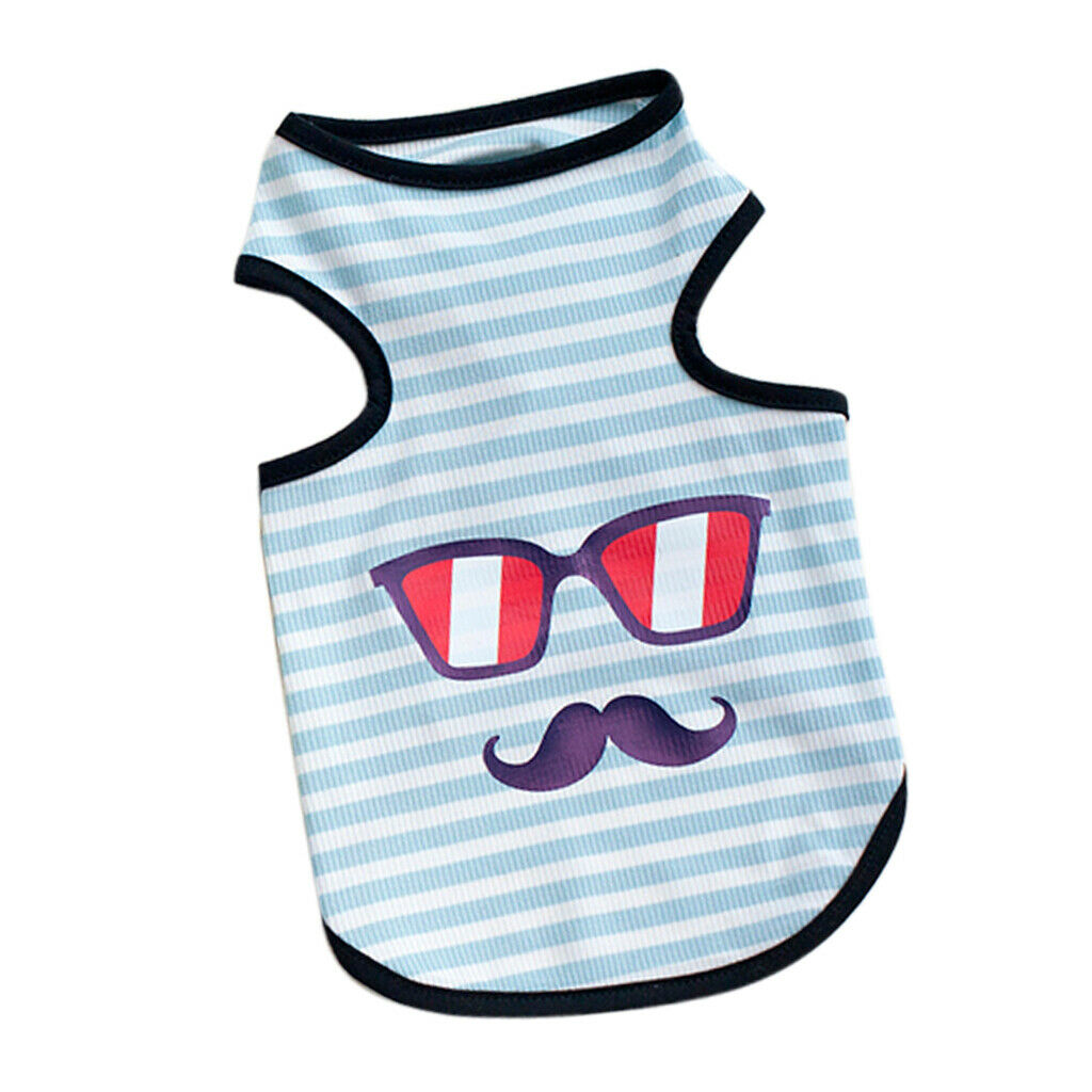 Sunglasses Print Pet Puppy Dog Cat Pet Clothes Dress Vest T Shirt Blue S