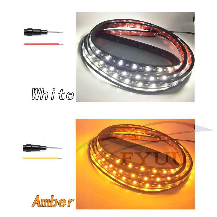 2X 48" Running Board Side Step LED Light Amber White Turn Signal DRL Strip Bar