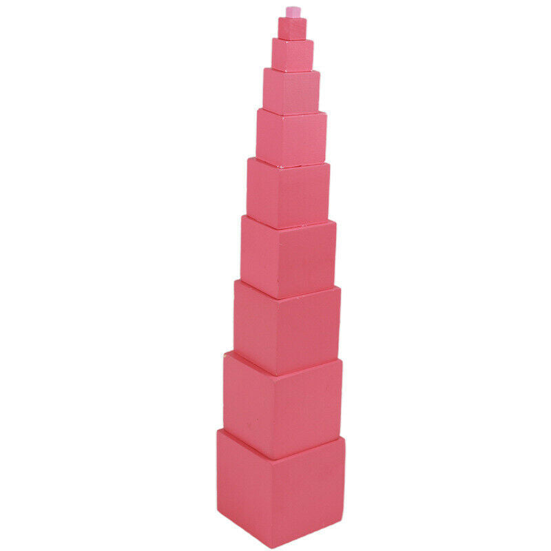 Montessori Materials Pink Tower Early Childhood Education Preschool Kids Toys