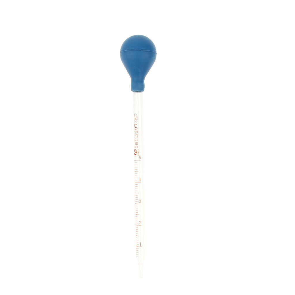 2 PCS 3ml 5ml Glass Pipette with Rubber   Lab Chemistry Dropper School