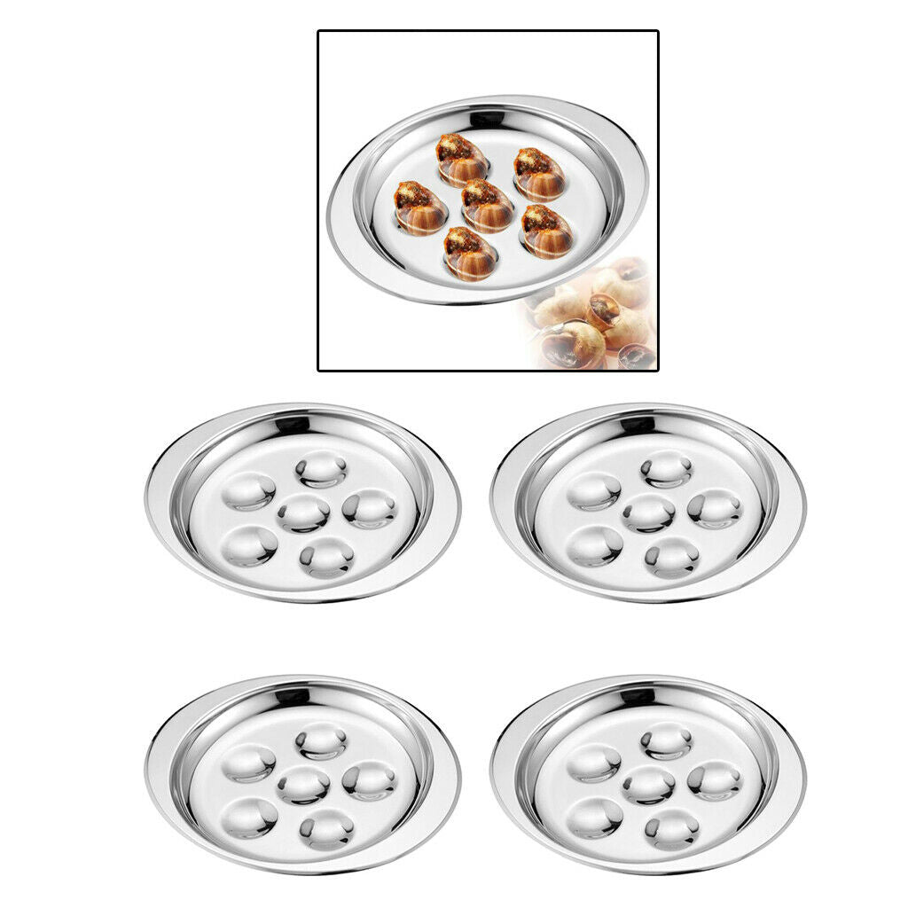 4 Pieces French Escargot Plate Platter Mushroom Snail Dish Server Set