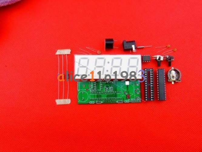 DIY Kit Blue LED Electronic Clock Microcontroller Digital Clock Time Thermometer