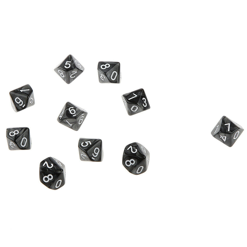 10pc Ten Sided Dice D10 Playing   D&D TRPG Board Game Black