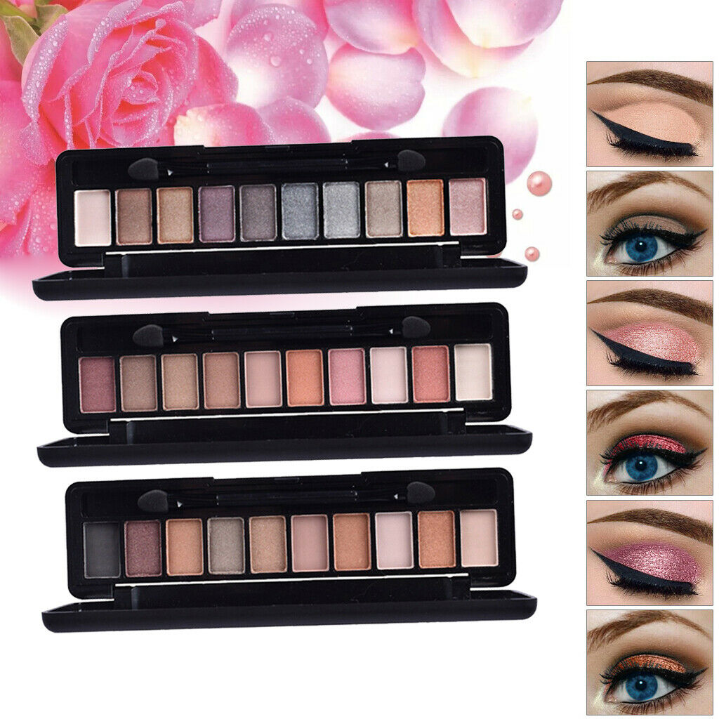 10 Colors Shimmer Matte Eyeshadow Palette with Eye Shadow Makeup Brush #02