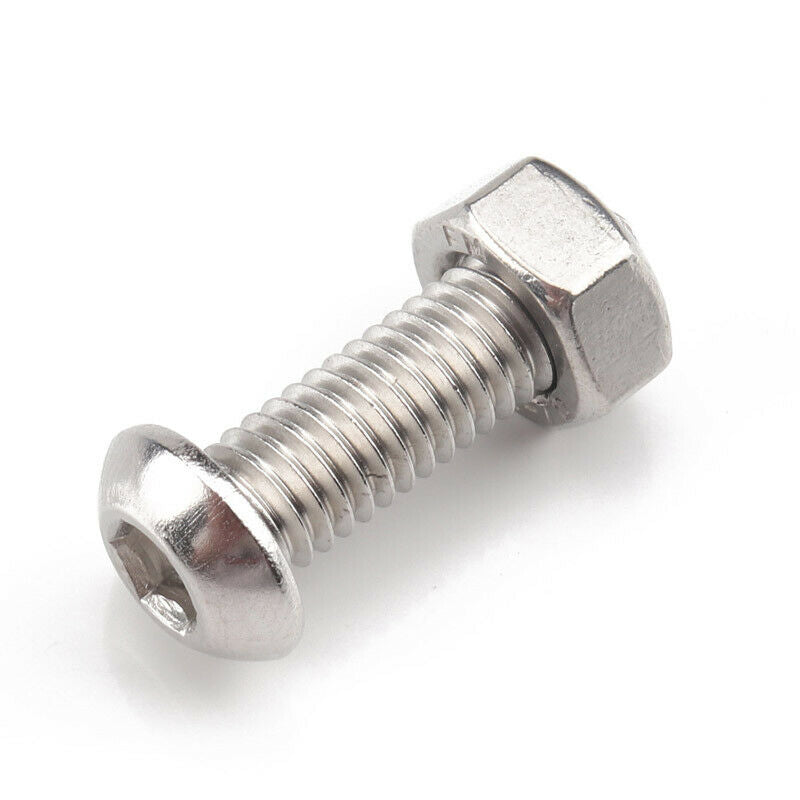 130x Stainless Steel M6 Semi-Circular/Flat Round Head Hexagon Screw Nut + Wrench