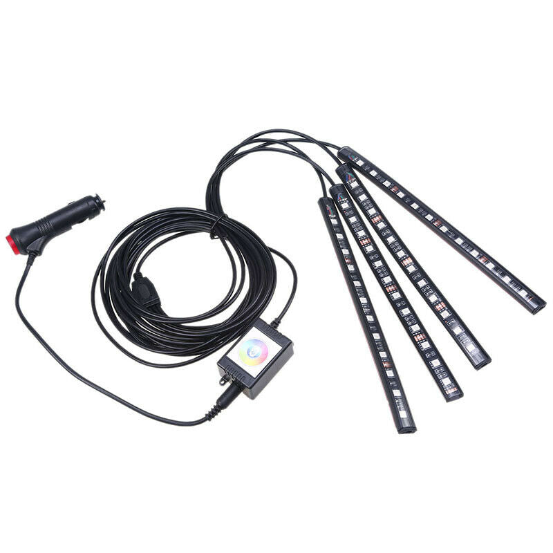 4 In 1 12 LED Car Interior Footwell Neon Decorative Atmosphere RGB Light Strips