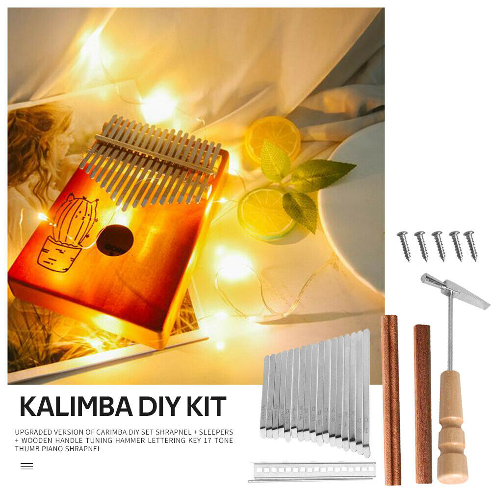 17 Keys Kalimba DIY Replacement Parts with Keys Bridge Tuning Hammer Kit @