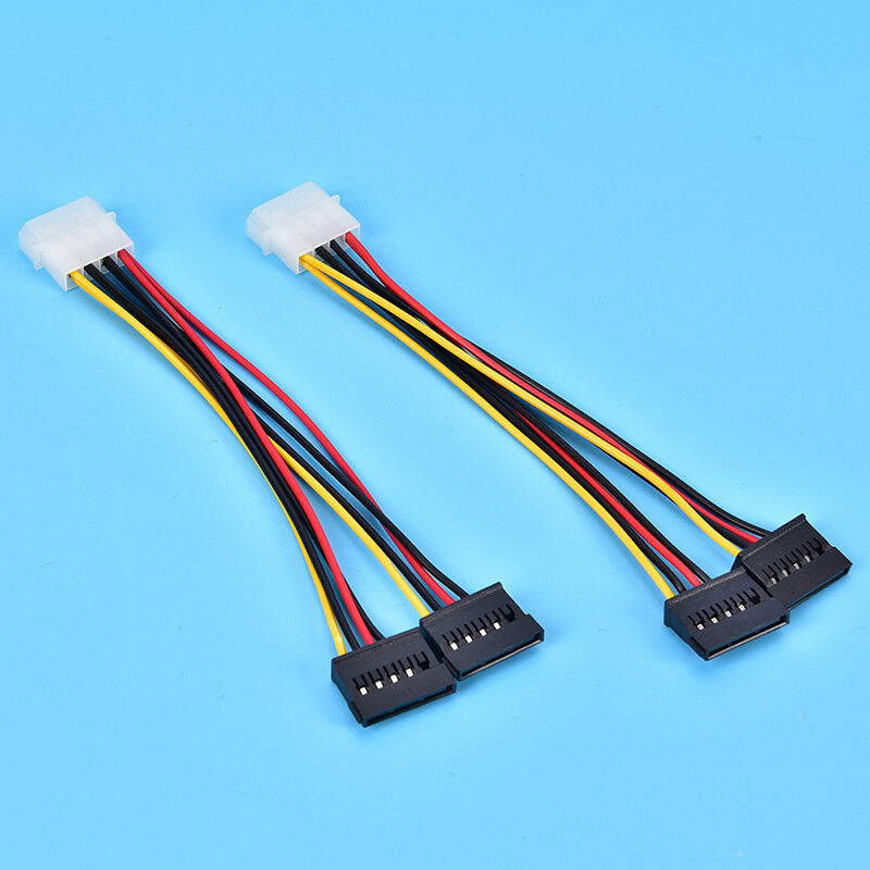 Molex to 2 SATA Dual Power Y Splitter Adaptor Cable Lead 2 Way 4 Pin -15 .l8