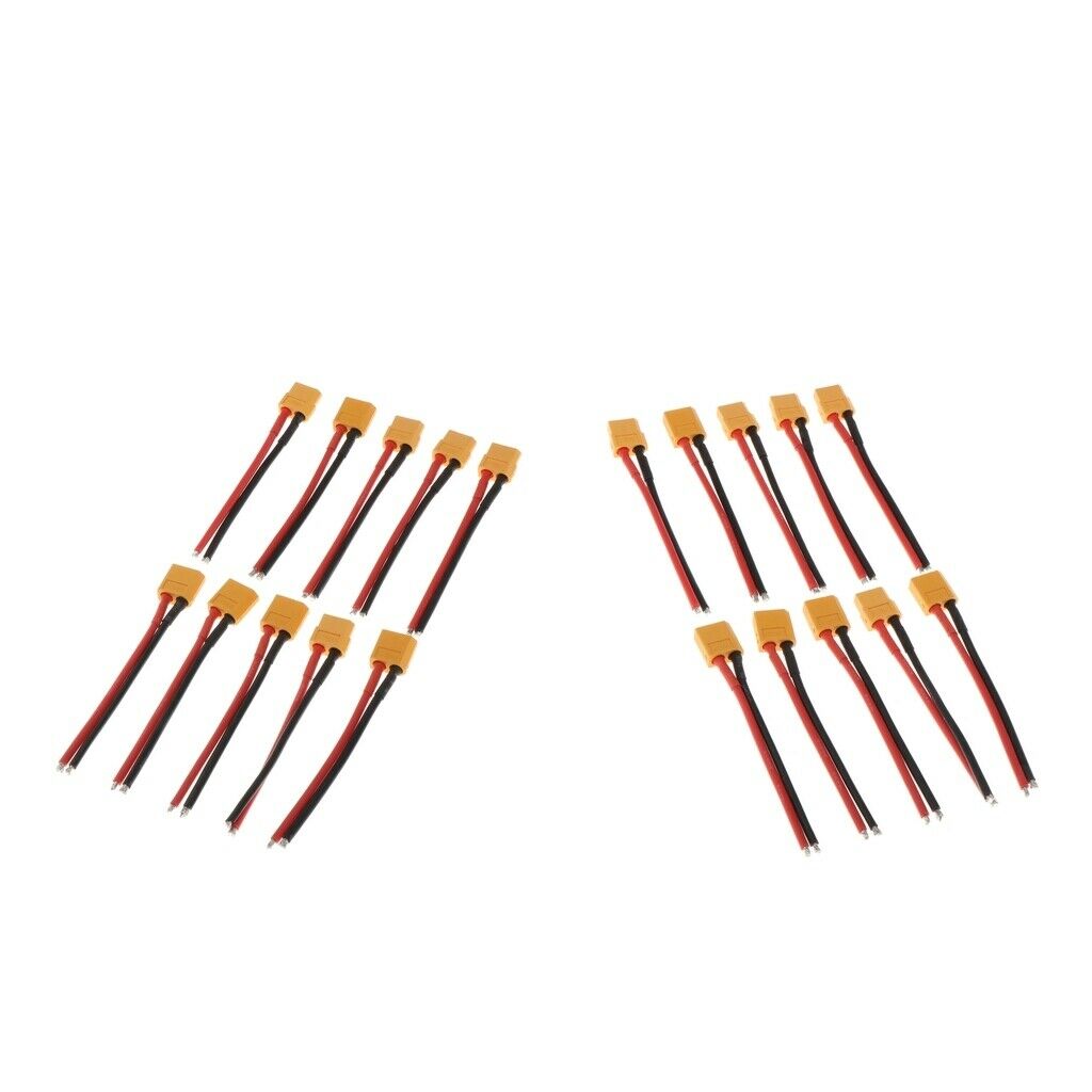 10Pair Silicone XT-60 Male Female Connector Wire 2Pin for RC Battery DIY