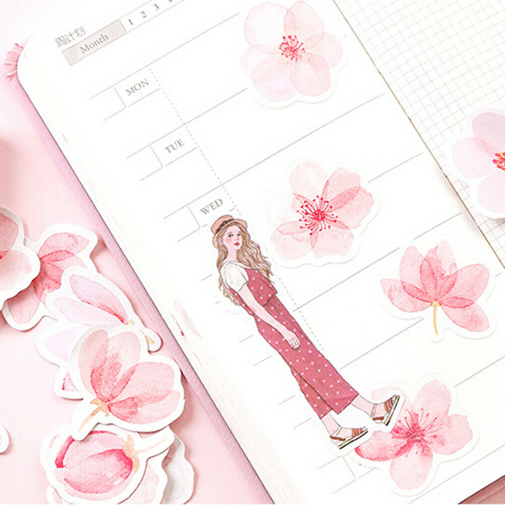 45pcs/pack Cherry Sakura Journal Stickers DIY Diary Stationery Stickers .l8