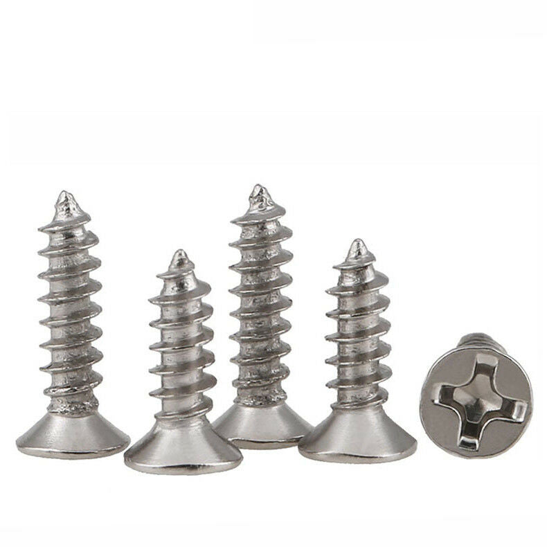 60Pcs M2*4-12mm Phillips Countersunk Self Tapping Screws Set length Ni-plated