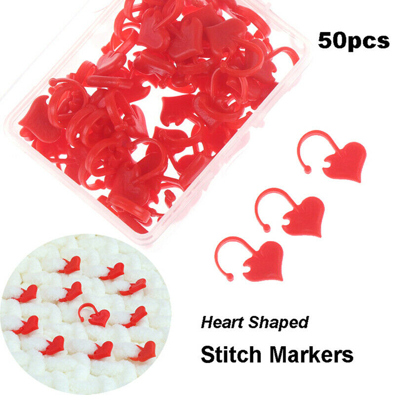 50pcs Heart Shaped Stitch Markers Knitting Crochet Locking Knitting HolderATDD