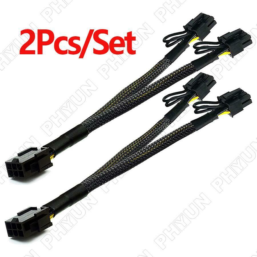 Black Sleeved PCI Express Splitter Cable 6-Pin To 2X PCI Express 6+2-Pin 18AWG