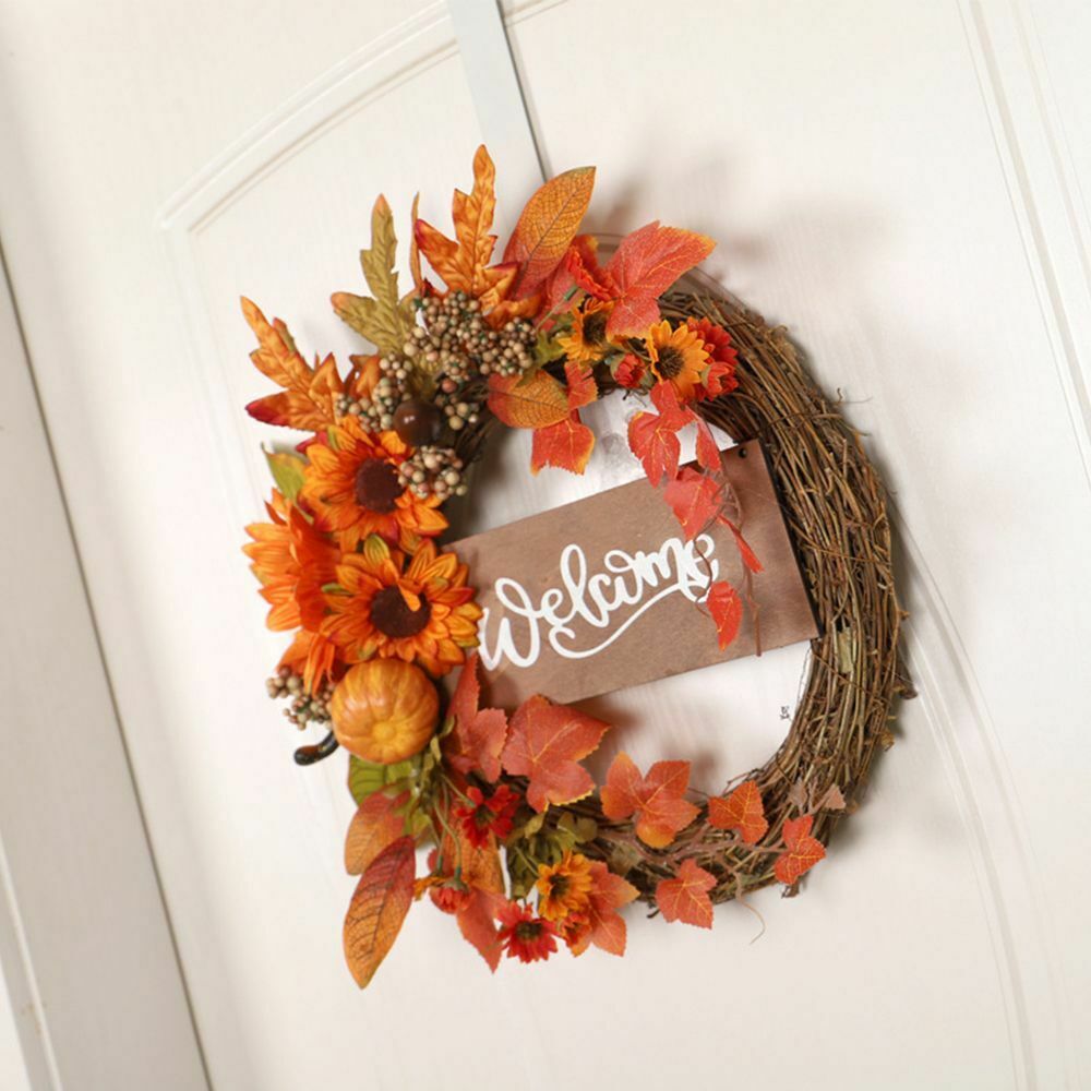 Home Decor Door Hanging Wreath Sunflower Flower Garland Pumpkin Wreath