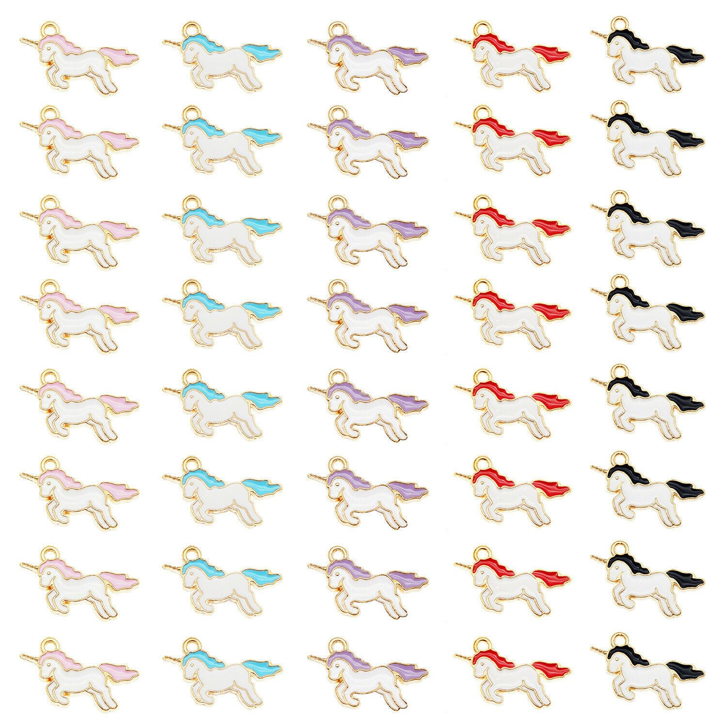 16PCS Enamel Mixed Lots 21x14mm Unicorn Pendant Charms for Bracelet Necklace