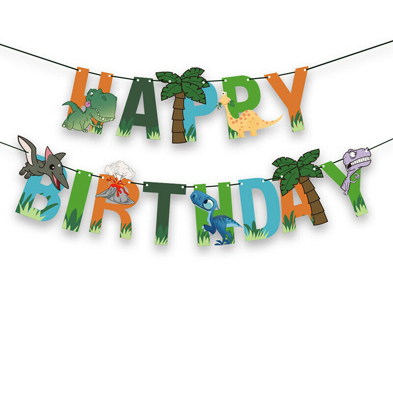 Dinosaur style flag Jungle Safari Birthday Party Jurassic World Dino Par.l8