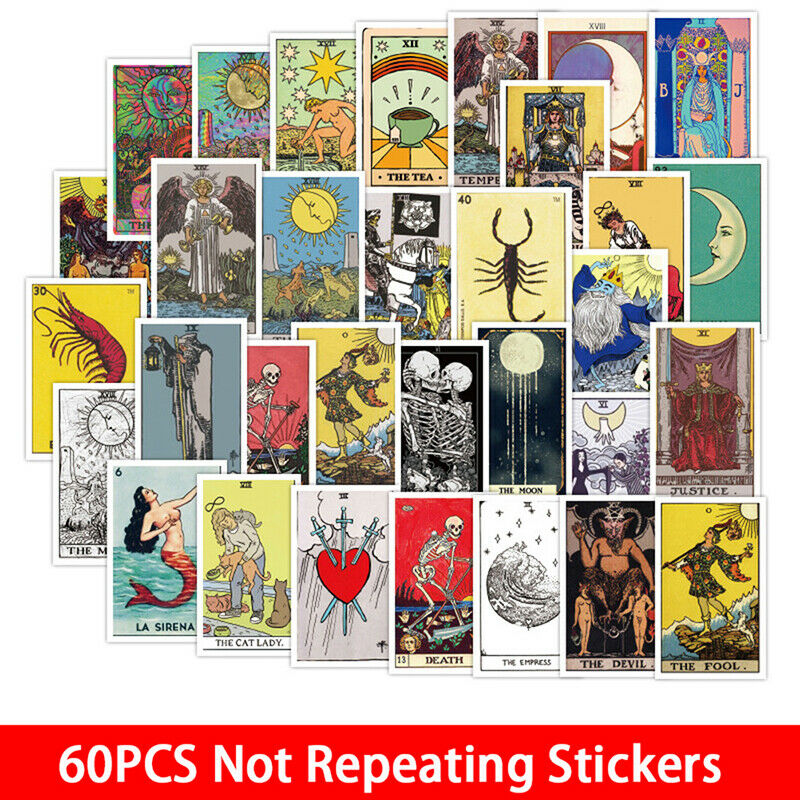 60pc Cartoons Tarot Cards Stickers Snowboard Laptop Luggage Guitar Suitca.l8