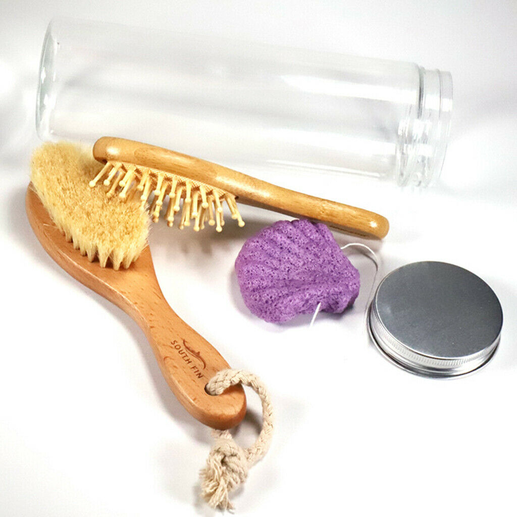 3x Goats Hair Bristle Body Newborn Brush Skin Massage Handle Natural Wooden