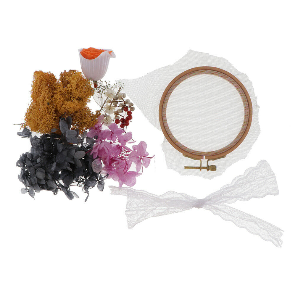 DIY Dried Flower Pendant with Hoop Kits for Car Home Wall Decor Craft Orange
