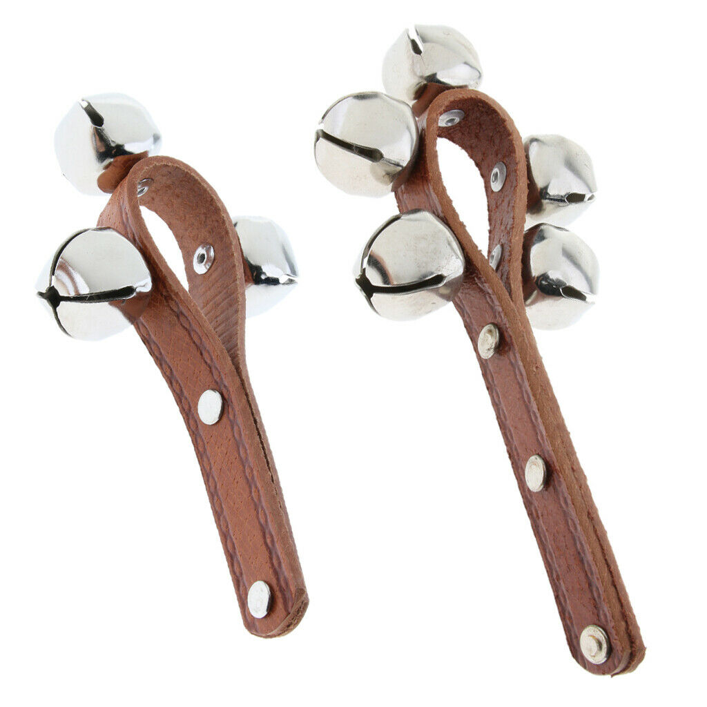 Jingle Bells Musical Instrument with Leather Strap for Baby Kids  3 Bells