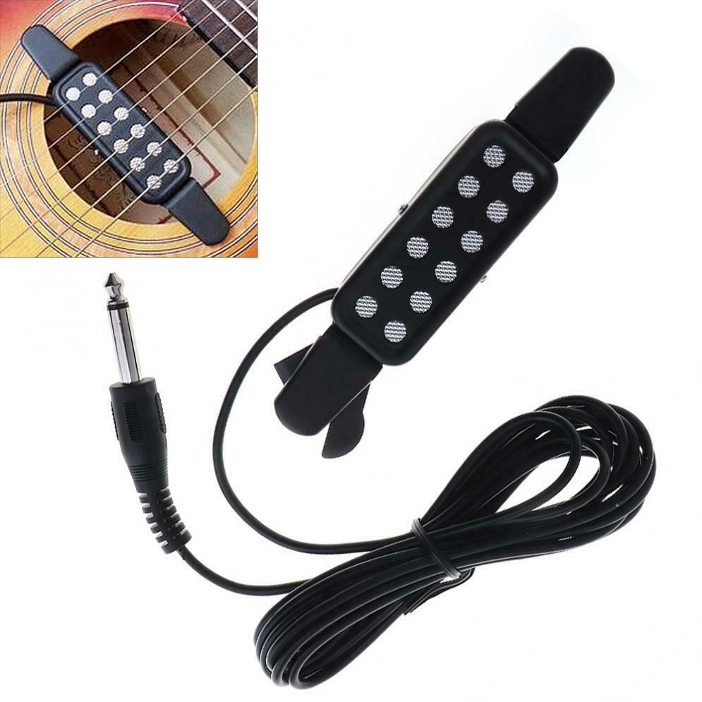 12Hole Acoustic Guitar Sound Pickup Microphone Portable Free Opening Amplifier