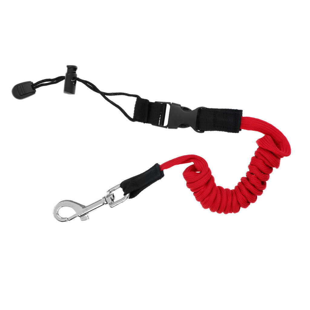 Elastic Kayak Canoe Fishing Rod Pole Paddle Leash Secure Tether Rope Red
