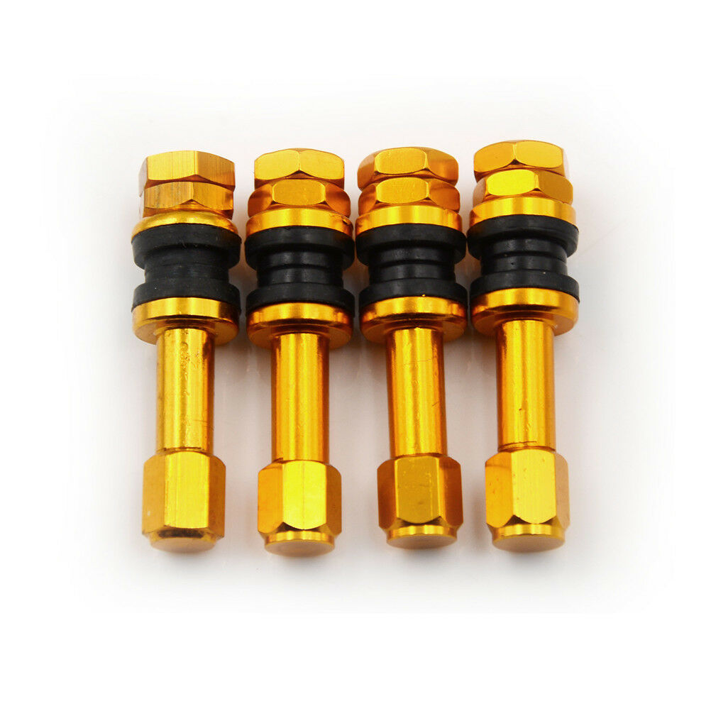 4pcs TR48E Bolt-in Auto Car Tubeless Wheel Tire Valve Stems Dust Caps Gol.l8