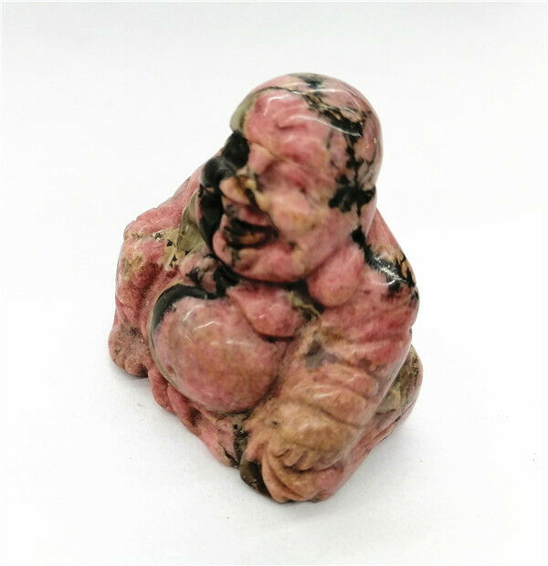 50x47x30mm Natural Pink Rhodonite Carved Buddha Decoration Statue Decor HH7555