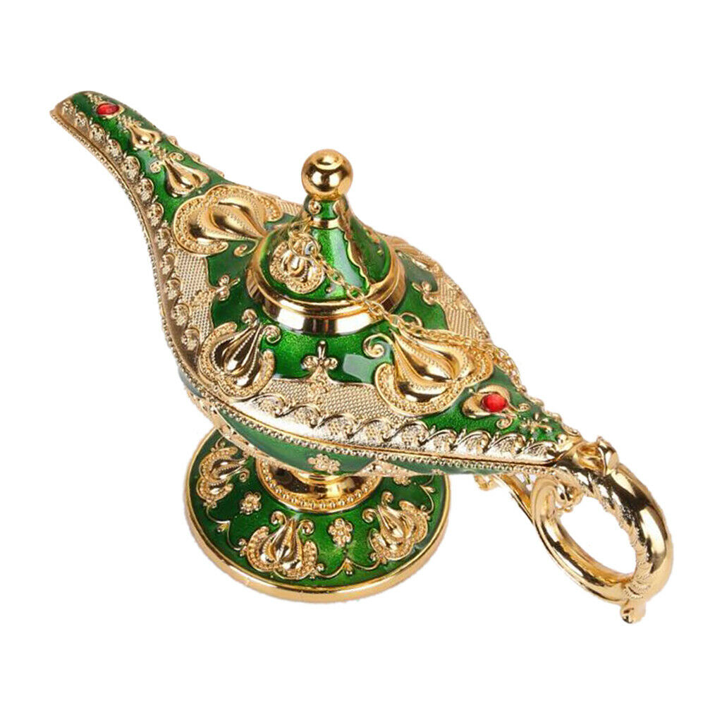 2pcs Classic Shiny Aladdin Lamp Metal Genie Lamp Ornament for Home Decor
