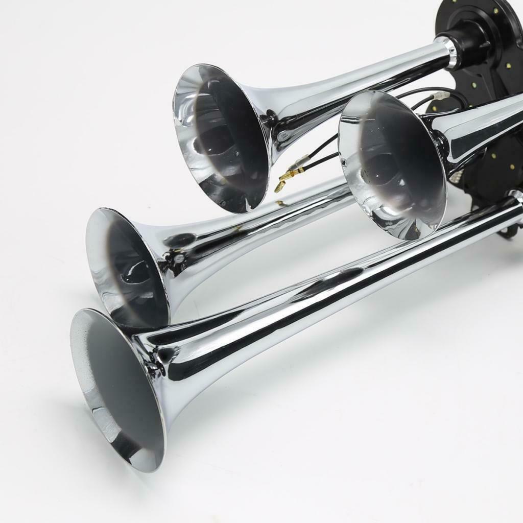 12V 150db Air Horn, 4 Trumpet Air Horn with Electric Solenoid for 12V/24V