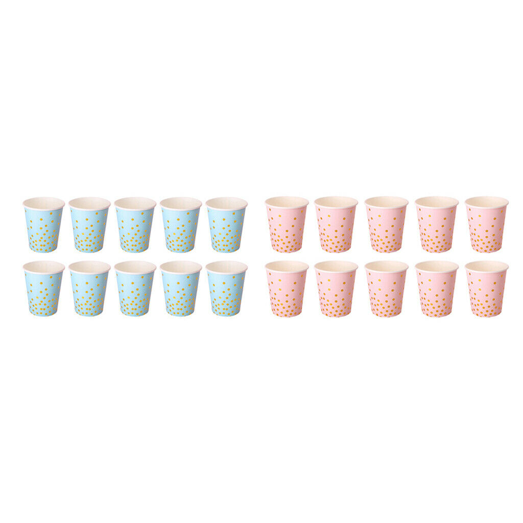 20pcs Dot Disposable Paper Cups Set - Cut Pink and Blue Cups with Dots for Baby